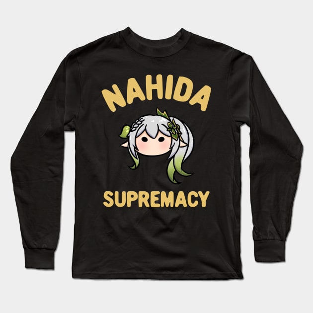 Genshin Impact Nahida supremacy chibi head text | Morcaworks Long Sleeve T-Shirt by Oricca